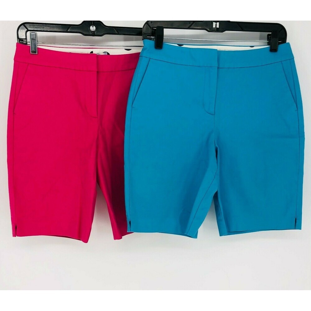Set of 2 Boden Chino Shorts Blue & Pink Women's Size 4 Bermuda Length Flat Front